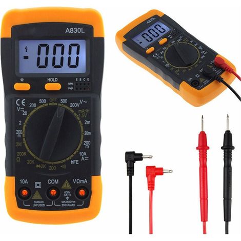 A830L LCD-Digitalmultimeter für Wechsel- und Gleichstrom, Amperemeter, Voltmeter, Tester und Messgerät mit Hintergrundbeleuchtung (1/4)
