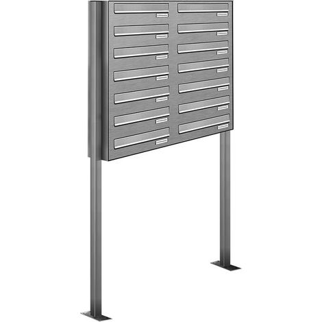 14er V2A Edelstahl Standbriefkasten Freistehend Durchwurfanlage (1/5)