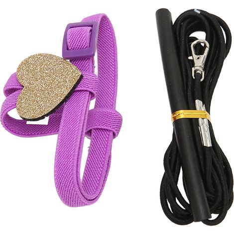 Harnais pour oiseau de compagnie, laisse élastique, réglable et légère pour perroquet, avec un joli cœur violet (taille S). (1/5)