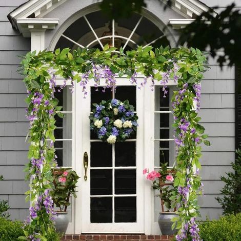 2 piezas de flores artificiales de 180 cm, planta artificial de hiedra para exteriores, ideal para jardín, fiestas, bodas, oficinas y decoración del hogar. (1/5)