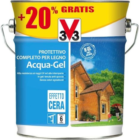 V33 Protettivo Completo Legno Acqua-Gel Colore Noce Chiaro 2,5 litri