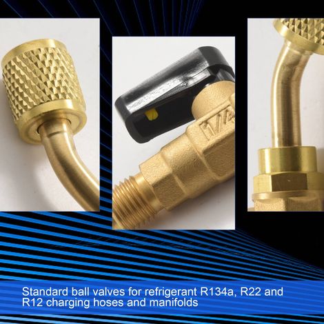 Vanne bille compacte coudée 1/4" SAE R410A R134A climatisation 3 pièces (1/5)
