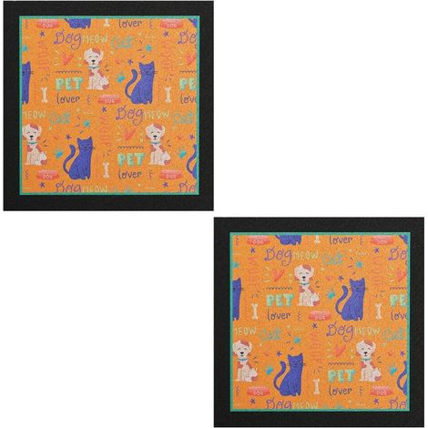 Paire de tapis Sous Bol Gomme Durable Antidérapant 30x30 cm Chien Chat - Des.C (1/4)