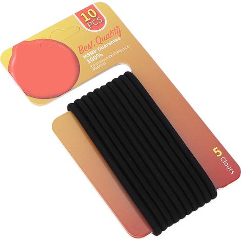 Jeu de 4 élastiques à cheveux noirs, corde élastique pour queue de cheval, accessoire de coiffure simple et tendance pour femmes et filles. (1/5)