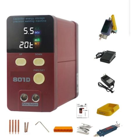 12KW 801D soudeuse par Points Type de Stockage d'énergie Petite Batterie de soudage Acier Inoxydable Fer Nickel Machine de soudage par Points Mobile (Size : 801D, Color : 1 UK) (1/5)