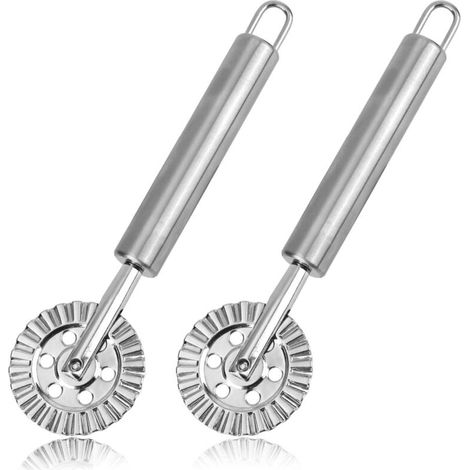 Set of 2 Pastry Wheels, Stainless Steel Dough Cutter Roller, Crimping Roller, Pastry Tool for Home Kitchen