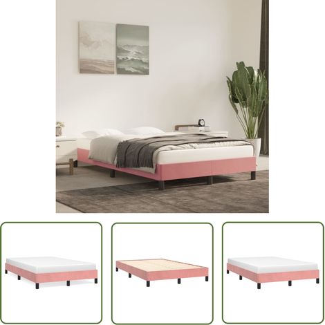 The Living Store Bettgestell ohne Matratze Rosa 120x190 cm Samt - Samtsofa - Rosa Bettgestell - Doppelbett Rahmen - Schlafzimmer Dekoration - Boxspringbetten (1/5)