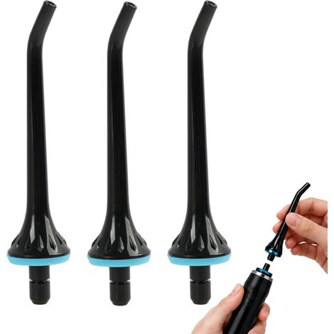 3 Pack Replacement Tips for Oral Irrigator Jet Nozzles, Durable ABS Material, Black (1/5)