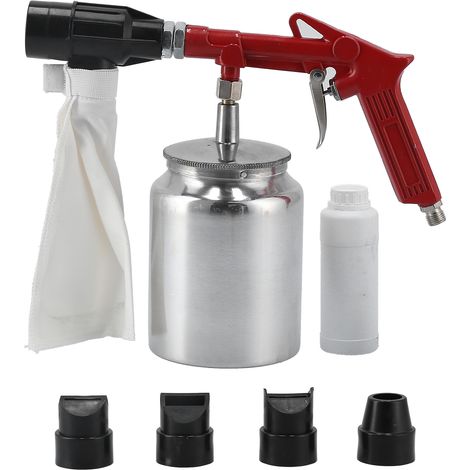 Pistolet de sablage pneumatique portable avec réservoir d'abrasif, équipement de décapage des impuretés pour usage professionnel (1/5)