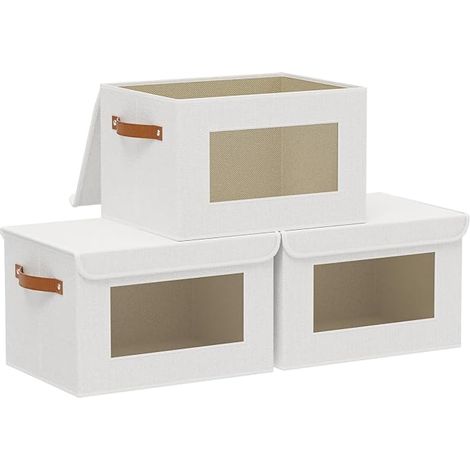 Storage Boxes with Lids, White, 26 x 20 x 17 cm