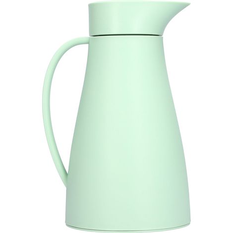 Bouilloire isotherme avec couvercle et doublure en verre, 1000 ml, double paroi isolante, pour café, thé et autres boissons, verte (1/5)