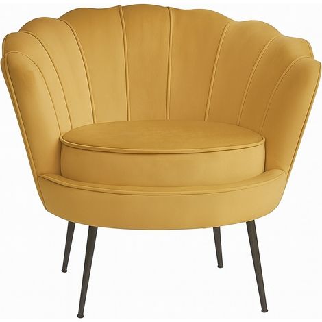 Nice Fauteuil en velours curry jaune.