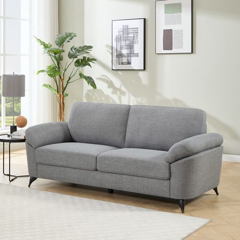 MALMO MODERN SCANDI STYLE FABRIC LIVING ROOM 3 SEATER SOFA GREY (1/5)
