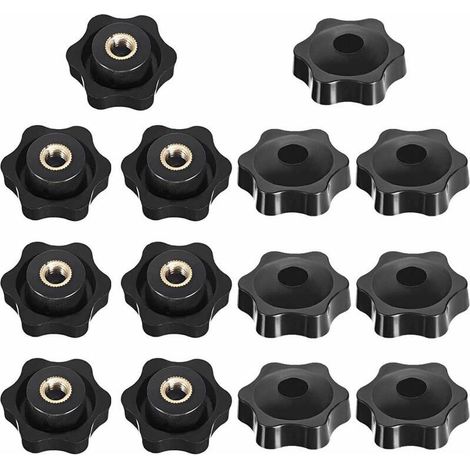 Bouton de Serrage Tte toile, toile Tte crous De Serrage Bouton, Serrage crous Poigne Forme toile, Bouton De Serrage De Filetage, pour Machine-outil, Noire, M6, 14 Pices (1/5)