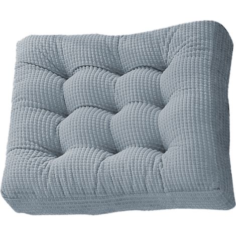 Coussin capitonné épais, coussin carré solide en velours côtelé, oreiller de chaise moelleux, bleu