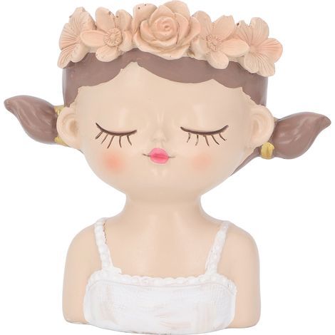 Pot de fleur pour fille, Pot de jardinière en résine de forme mignonne avec trou de Drainage pour Cactus succulents, décoration intérieure et extérieure (1/5)