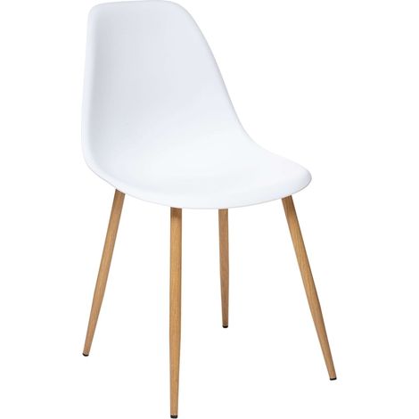 Taho Conjunto 2 Sillas Blanco & Patas Madera Claro - Estructura PVC & Metal, Medidas 46 - Diseño Nórdico y Moderno (1/5)