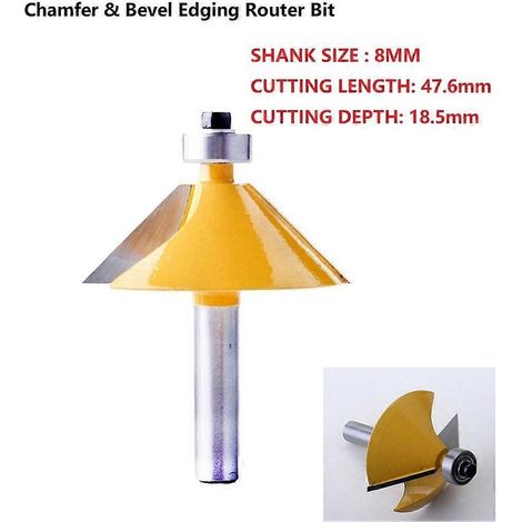 Fraise à bout carbure de 8 mm, haute qualité, grand angle de chanfreinage à 45°, pour outils de menuiserie (1/5)