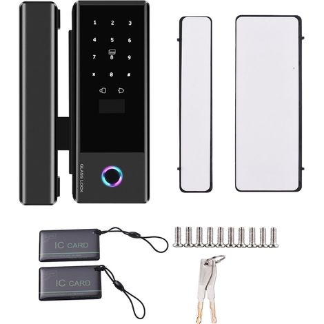 Serrure de porte en verre Déverrouillage à distance WiFi Application Empreinte digitale Mot de passe Carte IC Serrure de porte Direction du corps de serrure interchangeable pour (1/5)