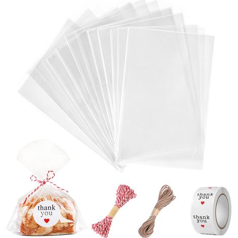 200pcs Sac Plastique Transparent OPP Pochette Sachet d'emballage Cellophane Biscuit Bonbons Perles Bijoux Cadeau 10 15cm (18 25cm) (1/5)