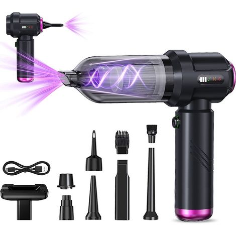 Aspirateur de voiture portable, rechargeable, gonflable, souffle la poussière, modèle d'exposition violet pour la maison et la voiture