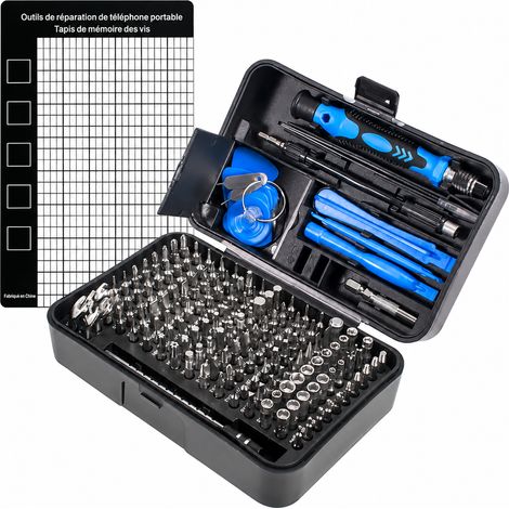 Coffret tournevis précision 170 en 1 noir et bleu acier Cr-V embouts 4 mm 17 × 11,5 × 6,2 cm 900 g – Livraison gratuite (1/5)