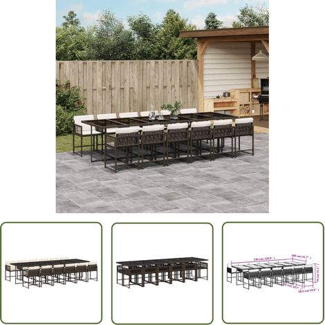 The Living Store Ensemble à manger de jardin avec coussins 13 pcs marron rotin - Salon De Jardin - Meuble De Jardin - Set De Salon De Jardin - Mobilier De Jardin - Table De Jardin (1/5)