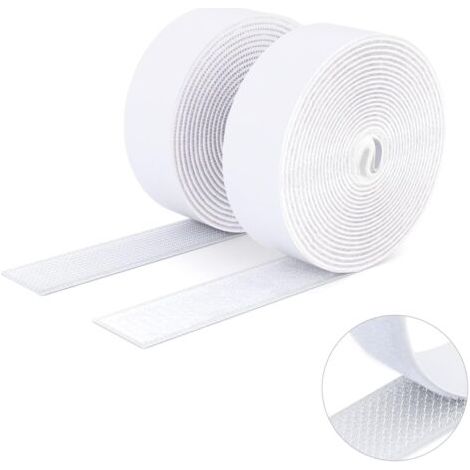 BUNTHAUS Ruban adhésif double face à crochets et à boucles, 30MM x 3M Ruban adhésif autocollant, bandes robustes, ruban à emboîtement pour cadres de photos, moustiquaires, tapis, bricolage Blanc (1/5)