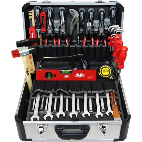 Coffret d'outils de mécanicien professionnel – Mallette renforcée en aluminium avec 2 palettes amovibles – 42088 – Famex (1/5)