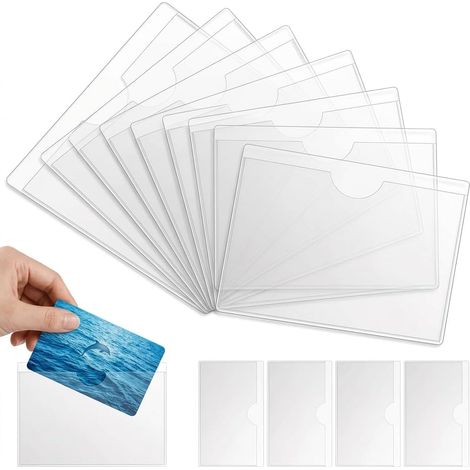 Set di 12 porta carte adesivi da parabrezza, porta carte trasparenti da 6x10 cm, porta carte per disabili da parabrezza, porta adesivi per assicurazione auto, ideale per patenti di guida e multe per d (1/5)