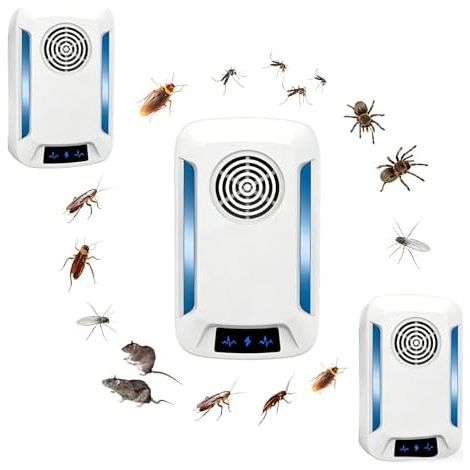 Ultrason Anti Moustique, 2 Pack Répulsif Anti-Rongeurs Insectes, Intérieur Efficace - Plug & Play, Fonctionnement Silencieux pour Chambre à Coucher, Salon et Bureau-100% Inoffensif (1/5)