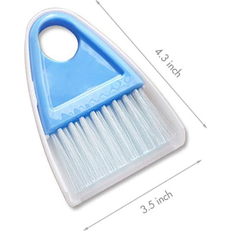 Mini balai et pelle à poussière pour table de nettoyage, clavier, poils d'animaux domestiques et petits dégâts - 1 paquet bleu et blanc (1/5)