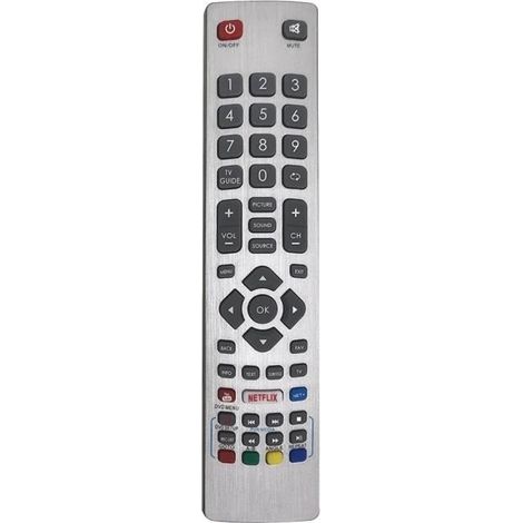 Cellfast – Télécommande Sharp Aquos – Argent – Compatible Smart TV – Commande Netflix – Remplacement pour modèles LCD LED 3D HD