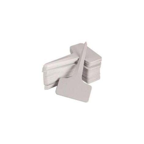 100 Stück 6 x 10 cm weiße Kunststoff-Pflanzenetiketten in T-Form, Gartenetiketten für Baumschulen - Crezuo (1/4)