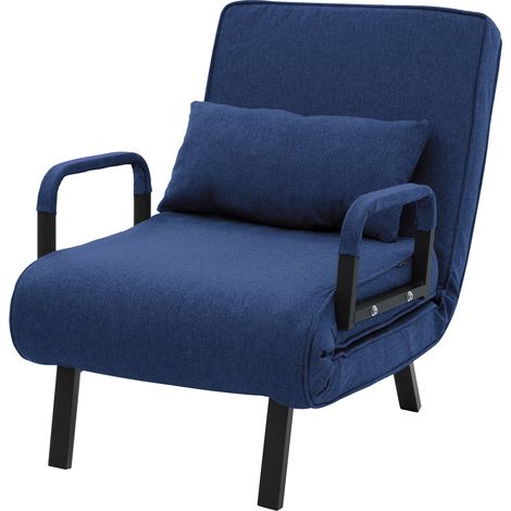 ML-Design Schlafsessel mit Bettfunktion, 3in1 Sessel mit Schlaffunktion, Klappbarer Bettsessel, Klappsessel mit verstellbare Rückenlehne, Faltbares Schlafsofa, Gästebett, Stahlrahmen & Chenille, Blau (1/5)