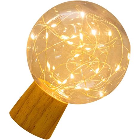 Veilleuse Créative de Boule LED Lumière Douce, Décoration de Bureau en Bois et Plastique, Lampe de Chevet pour Chambre D'garçon et Filles ou Présent (1/5)