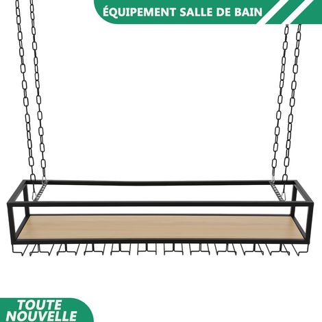 WAOBDLA Plafond de verre de vin Rack suspendu organisateur Porte-verre de stockage Hauteur réglable 110x25x22cm (1/5)