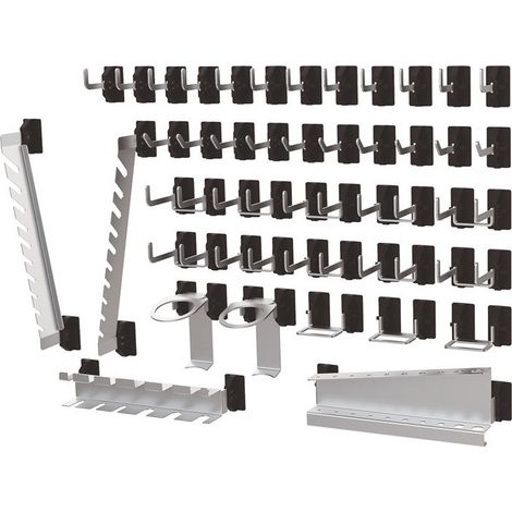 Kit de supports pour outils SimplaClip B2xH6mm, 22 crochets / 10 doubles crochets / 8 supports
