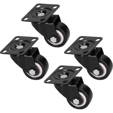 Lot de 4 roulettes pivotantes à 360° silencieuses, idéales pour meubles, tables industrielles, armoires et étagères. (1/5)