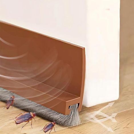 Spazzola inferiore per porta marrone da 100 cm, guarnizione insonorizzata per porta, paraspifferi, guarnizione a spazzola per porta, autoadesiva e ritagliabile su misura. (1/5)