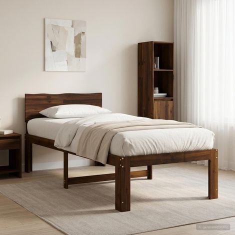 Letto Singolo con Testiera ROSTOCK Marrone Scuro 80 x 200 cm vidaXL (1/5)