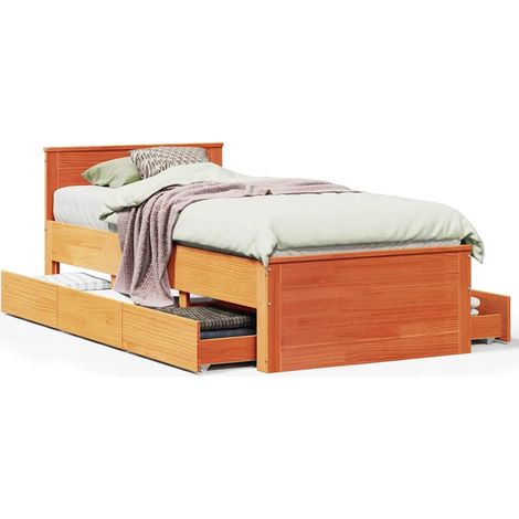 Maison Exclusive - Giroletto senza Materasso con Testiera Marrone Cera 75x190 Pino