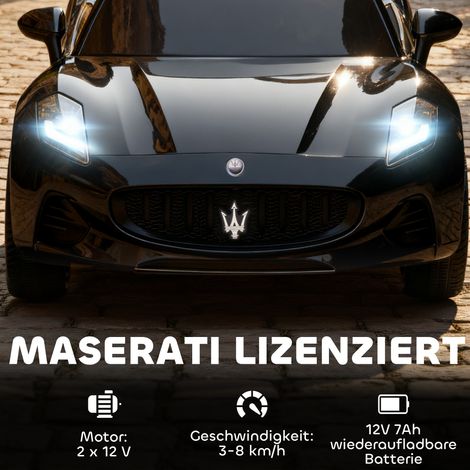 Voiture électrique enfant Maserati 2 places, 12V batterie, télécommande, lumières LED, fonction musique, noir (1/5)
