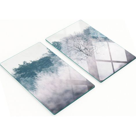 Tablas de cocina de vidrio duraderas y elegantes con dise帽o de 谩rbol invernal, 2 x 30 x 52 cm.