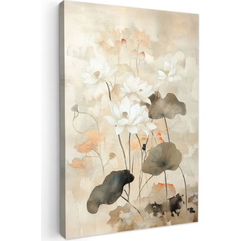 CUADRO EN LIENZO Flores - Japandi - Wabi sabi Decoracion Pared Salon 20x30 cm