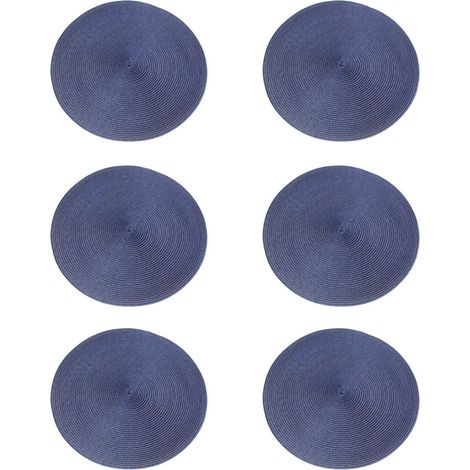 Elkuaie Sets de Table - Set de Table Isolé - Tapis de Lavage Rond 38 cm pour Table à Manger - 6 pièces - pour Cuisine Mariage - Bleu (1/4)