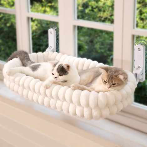 1 Lit Fenêtre Chat, Hamac Pliable Réversible, Cadre Acier Ventouses, Charge 18 Kg, Pour Animaux Domestiques (1/5)