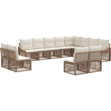 Gartensofa-set 12 pcs Beige Poly-Rattan vidaXL