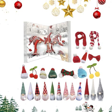 Calendrier De L Avent Lutin De Noël Décorations Festives pour et Adultes Compte à Rebours de 24 Jours pour Centre de Table Bureau Cheminée Sapin de Noël (1/5)
