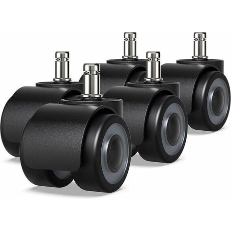 5er-Set Bürostuhlrollen – 11 x 22 mm – Doppelrollen – Bodenschonend – Durchmesser: 50 mm – Crezuo